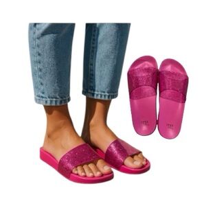 Time And Tru Glitter Slide Sandals